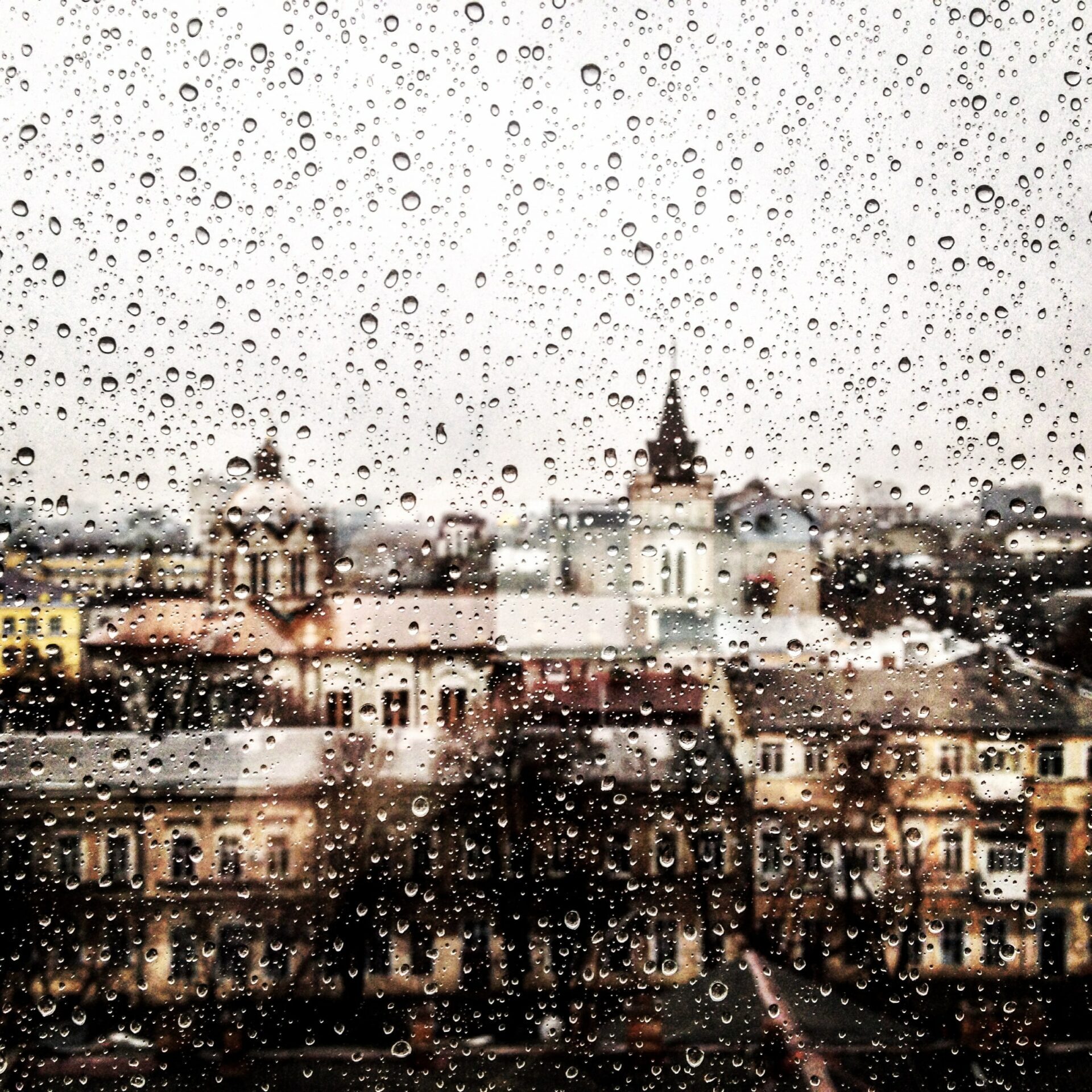 window view on the rainy day - Hygge hotel window view on the rainy day